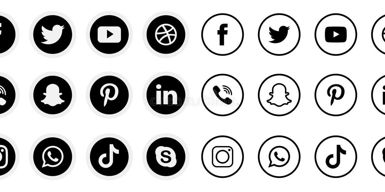 social media icons black and white transparent